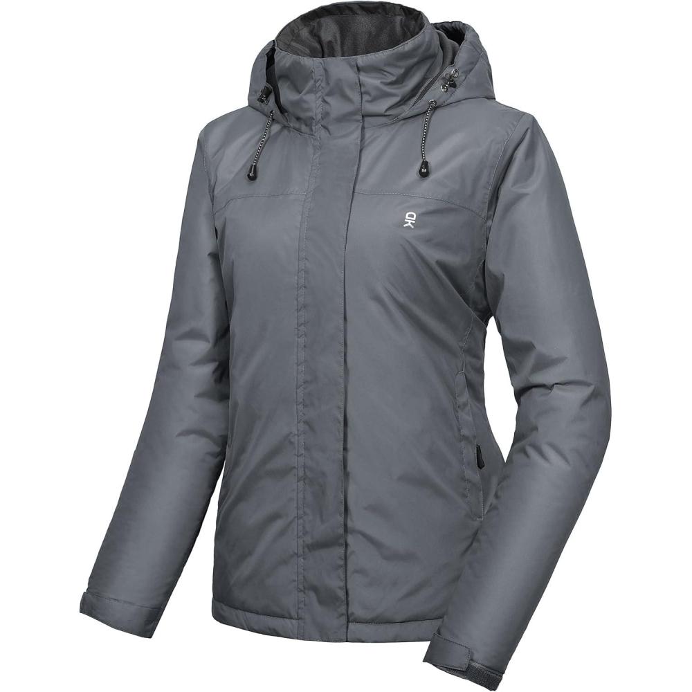 imageLittle Donkey Andy Womens Waterproof Ski Snowboarding Jacket Windproof Warm Coat with Detachable HoodA5gray