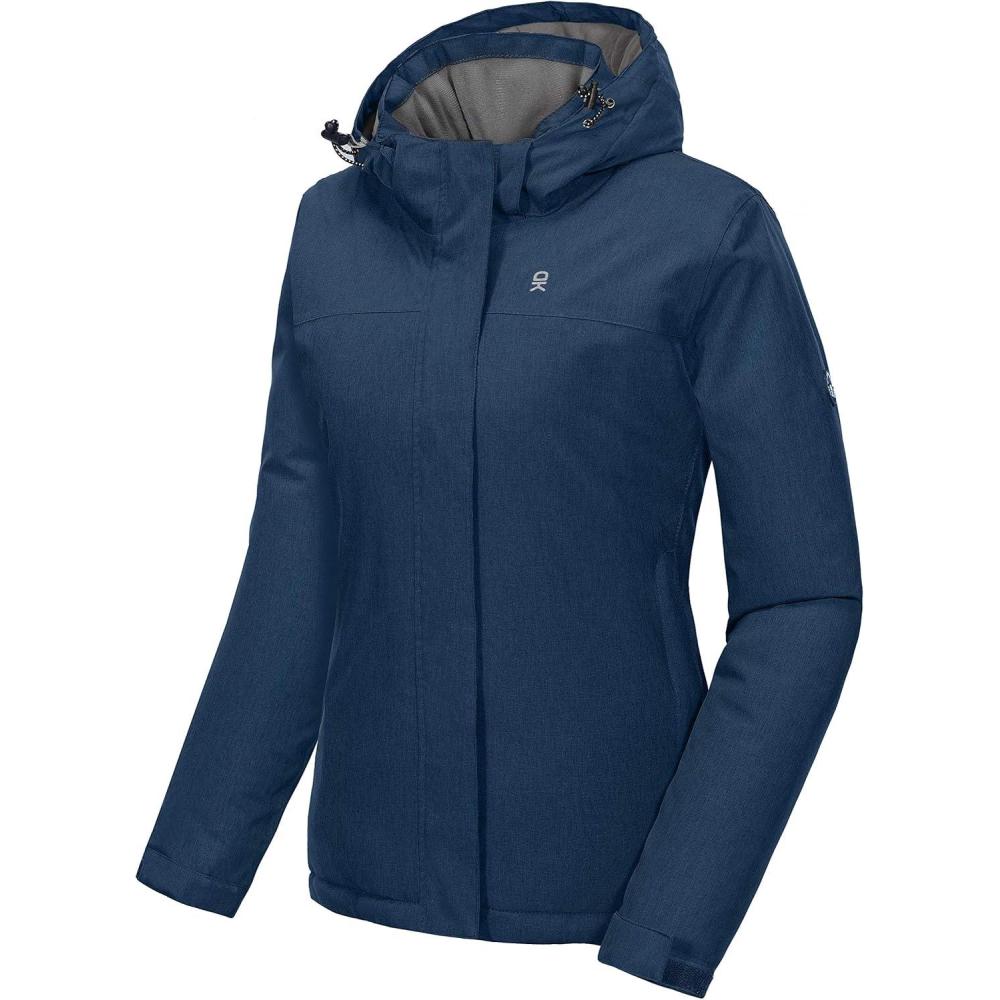 imageLittle Donkey Andy Womens Waterproof Ski Snowboarding Jacket Windproof Warm Coat with Detachable HoodBlue Heather