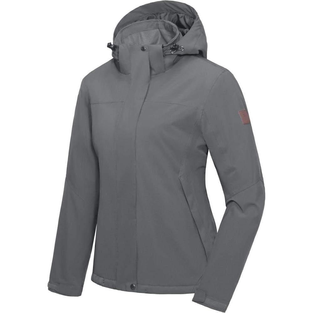 imageLittle Donkey Andy Womens Waterproof Ski Snowboarding Jacket Windproof Warm Coat with Detachable HoodGreythin Polyesterfill polyster Lining