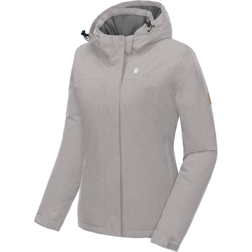 imageLittle Donkey Andy Womens Waterproof Ski Snowboarding Jacket Windproof Warm Coat with Detachable HoodMoonbeam Heather
