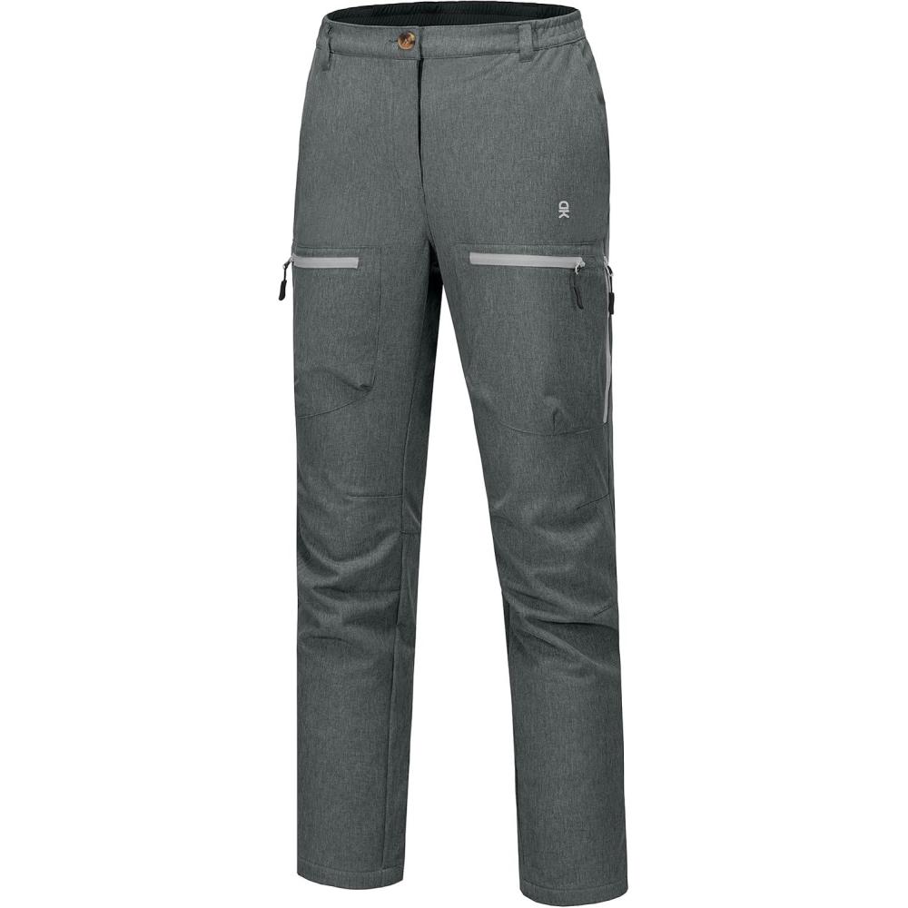 imageLittle Donkey Andy Womens Windproof Hiking Cargo Pants Fleece Lined Water Repellent Ski Snow Softshell PantsGrey Heather
