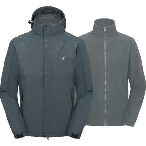 Little Donkey Andy Men’s 3 in 1 Winter Ski Jacket Warm Fleece Liner Jacket Waterproof Windproof Snow Coat & Detachable Hood(Grey/Grey)