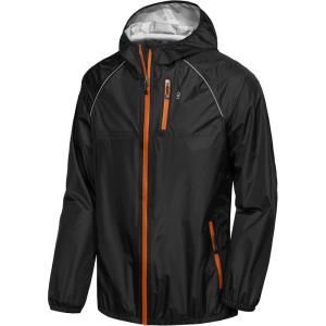 Little Donkey Andy Men’s Cycling Stretch Rain Jacket with Hood, Windproof and Waterproof, Ultralight Windbreaker,Packable(Black-b)