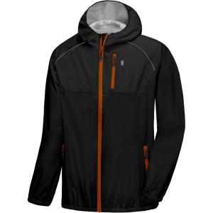 Little Donkey Andy Men’s Cycling Stretch Rain Jacket with Hood, Windproof and Waterproof, Ultralight Windbreaker,Packable(Upgrade-black)