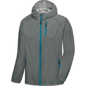 Little Donkey Andy Men’s Cycling Stretch Rain Jacket with Hood, Windproof and Waterproof, Ultralight Windbreaker,Packable(Upgrade-gray)