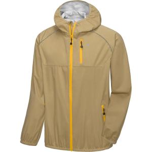 Little Donkey Andy Men’s Cycling Stretch Rain Jacket with Hood, Windproof and Waterproof, Ultralight Windbreaker,Packable(Upgrade-khaki)
