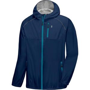 Little Donkey Andy Men’s Cycling Stretch Rain Jacket with Hood, Windproof and Waterproof, Ultralight Windbreaker,Packable(Upgrade-navy)