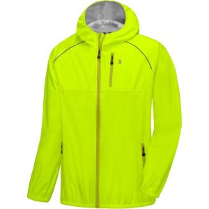 Little Donkey Andy Men’s Cycling Stretch Rain Jacket with Hood, Windproof and Waterproof, Ultralight Windbreaker,Packable(Upgrade-yellow)