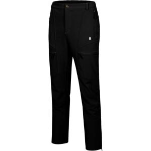 Little Donkey Andy Men’s Fleece Lined Hiking Ski Snow Pants, Winter Windproof Softshell Pants, Warm and Water Repellent(Black)