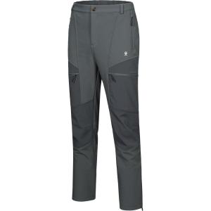 Little Donkey Andy Men’s Fleece Lined Hiking Ski Snow Pants, Winter Windproof Softshell Pants, Warm and Water Repellent(Dark Gray)