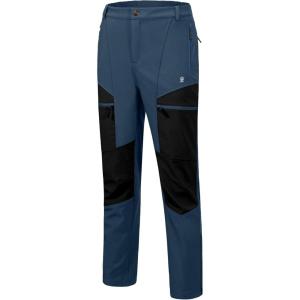 Little Donkey Andy Men’s Fleece Lined Hiking Ski Snow Pants, Winter Windproof Softshell Pants, Warm and Water Repellent(Deep Blue)