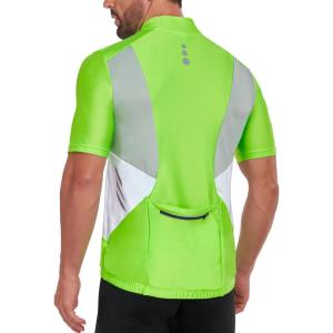 Little Donkey Andy Men’s Half Zip Breathable Cycling Vests Reflective Sleeveless Jerseys Lightweight Bicycle Running(Short Sleeve-fluorescent Yellow)