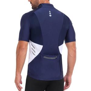 Little Donkey Andy Men’s Half Zip Breathable Cycling Vests Reflective Sleeveless Jerseys Lightweight Bicycle Running(Short Sleeve-royal Blue)