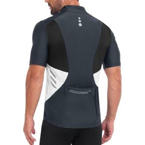 Little Donkey Andy Men’s Half Zip Breathable Cycling Vests Reflective Sleeveless Jerseys Lightweight Bicycle Running(Short Sleeve-steel Grey)
