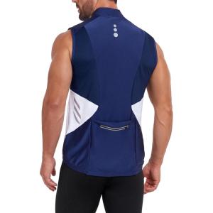 Little Donkey Andy Men’s Half Zip Breathable Cycling Vests Reflective Sleeveless Jerseys Lightweight Bicycle Running(Sleeveless-royal Blue)