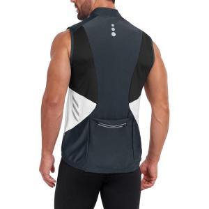 Little Donkey Andy Men’s Half Zip Breathable Cycling Vests Reflective Sleeveless Jerseys Lightweight Bicycle Running(Sleeveless-steel Grey)