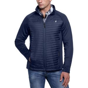 Little Donkey Andy Men’s Insulated Hybrid Jacket, Quilted Fleece Lined Running Hiking Jacket(Dark Blue – Upgrade Cuffs)
