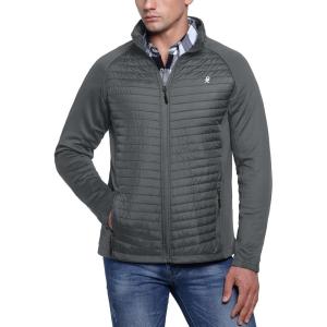 Little Donkey Andy Men’s Insulated Hybrid Jacket, Quilted Fleece Lined Running Hiking Jacket(Gray – Upgrade Cuffs)