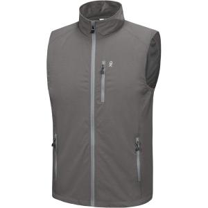 Little Donkey Andy Men’s Lightweight Quick Dry Vest Packble Outerwear Sleeveless Windproof Jacket for Golfing Cycling Running(Grey)