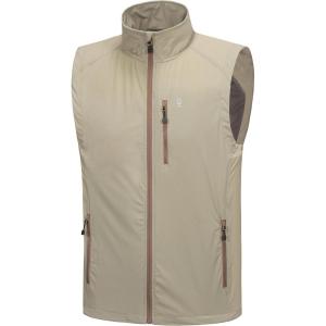 Little Donkey Andy Men’s Lightweight Quick Dry Vest Packble Outerwear Sleeveless Windproof Jacket for Golfing Cycling Running(Light Khaki)
