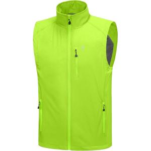 Little Donkey Andy Men’s Lightweight Quick Dry Vest Packble Outerwear Sleeveless Windproof Jacket for Golfing Cycling Running(Yellow)