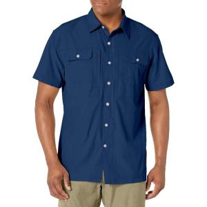 Little Donkey Andy Men’s Lightweight Short Sleeve Shirt Quick Dry Stretch Shirt for Hiking Travel, UPF50(Upgraded Navy Blue)