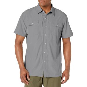 Little Donkey Andy Men’s Lightweight Short Sleeve Shirt Quick Dry Stretch Shirt for Hiking Travel, UPF50(Upgraded Silver Gray)