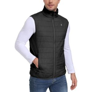 Little Donkey Andy Men’s Packable Lightweight Puffer Vest with Recycled Insulation for Running Golf(Black)