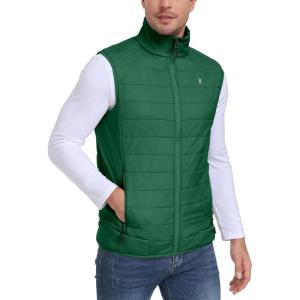 Little Donkey Andy Men’s Packable Lightweight Puffer Vest with Recycled Insulation for Running Golf(Green)