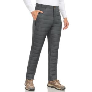 Little Donkey Andy Men’s Puffer Pants Warm Fleece Lined Quilted Insulation Snow Ski Pants(Grey-fleece Lined)