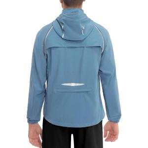 Little Donkey Andy Men’s Quick-dry Running Jacket, Convertible UPF 50+ Cycling Jacket Windbreaker with Removable Sleeves(Detachable Hood-blue)