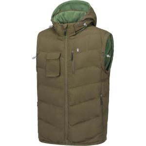 Little Donkey Andy Men’s Reversible Fleece Puffy Vest Warm Sleeveless Puffer Jacket with Removable Hood for Golfing Hiking(Laurel Oak)