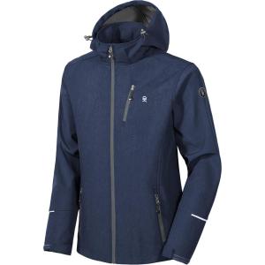 Little Donkey Andy Men’s Softshell Jacket Ski Jacket with Removable Hood, Fleece Lined(Blue Heather)