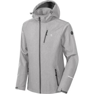 Little Donkey Andy Men’s Softshell Jacket Ski Jacket with Removable Hood, Fleece Lined(Chateau Gray Heather)