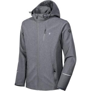 Little Donkey Andy Men’s Softshell Jacket Ski Jacket with Removable Hood, Fleece Lined(Gray Heather)