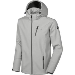 Little Donkey Andy Men’s Softshell Jacket Ski Jacket with Removable Hood, Fleece Lined(Light Gray Heather)