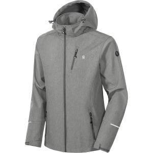 Little Donkey Andy Men’s Softshell Jacket Ski Jacket with Removable Hood, Fleece Lined(Steel Gray Heather)