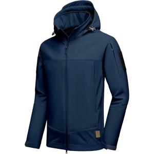 Little Donkey Andy Men’s Softshell Jacket Waterproof Hooded Windbreaker Rain with 8 Pockets Tactical Hiking Fleece Lined(Dark Blue)