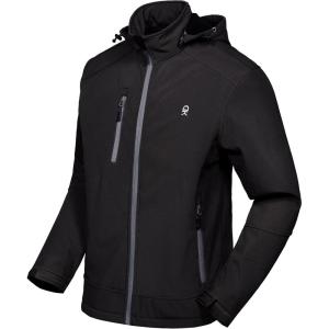 Little Donkey Andy Men’s Softshell Jacket with Removable Hood, Fleece Lined(A.black)