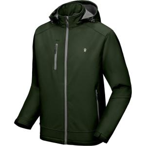 Little Donkey Andy Men’s Softshell Jacket with Removable Hood, Fleece Lined(A.elm Green)