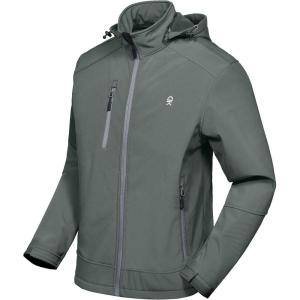 Little Donkey Andy Men’s Softshell Jacket with Removable Hood, Fleece Lined(A.gray)