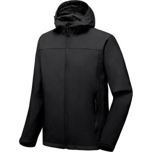 Little Donkey Andy Men’s Softshell Jacket with Removable Hood, Fleece Lined(B.black)