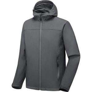 Little Donkey Andy Men’s Softshell Jacket with Removable Hood, Fleece Lined(B.gray)