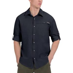 Little Donkey Andy Men’s UPF 50+ UV Protection Shirt, Breathable Long Sleeve Fishing Hiking Shirt, Air-Holes Tech(Black Heather)