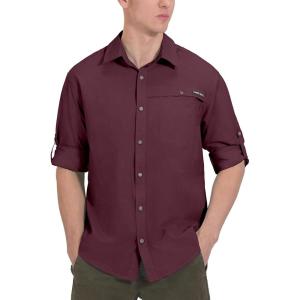 Little Donkey Andy Men’s UPF 50+ UV Protection Shirt, Breathable Long Sleeve Fishing Hiking Shirt, Air-Holes Tech(Dark Red Heather)