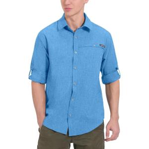 Little Donkey Andy Men’s UPF 50+ UV Protection Shirt, Breathable Long Sleeve Fishing Hiking Shirt, Air-Holes Tech(Lichen Blue Heather)