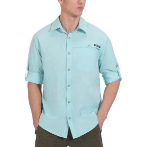 Little Donkey Andy Men’s UPF 50+ UV Protection Shirt, Breathable Long Sleeve Fishing Hiking Shirt, Air-Holes Tech(Light Blue Heather)
