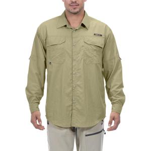 Little Donkey Andy Men’s UPF 50+ UV Protection Shirt, Long Sleeve Fishing Hiking Shirt(Beige)