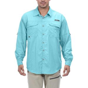 Little Donkey Andy Men’s UPF 50+ UV Protection Shirt, Long Sleeve Fishing Hiking Shirt(Blue)