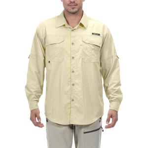 Little Donkey Andy Men’s UPF 50+ UV Protection Shirt, Long Sleeve Fishing Hiking Shirt(Light Khaki)